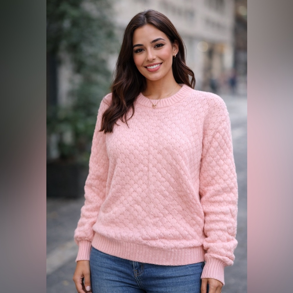 Pink Cable Knit Sweater